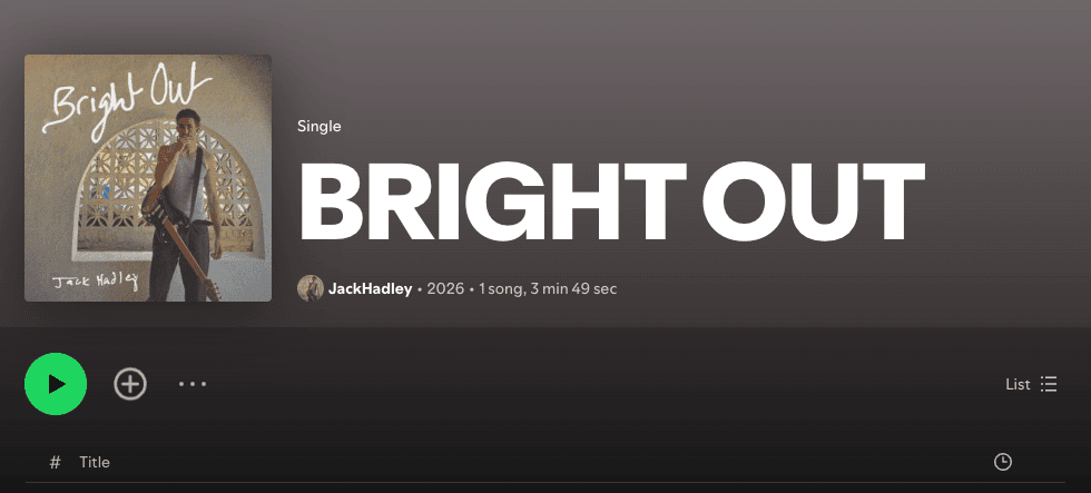 Jack Hadley — Bright Out single artwork